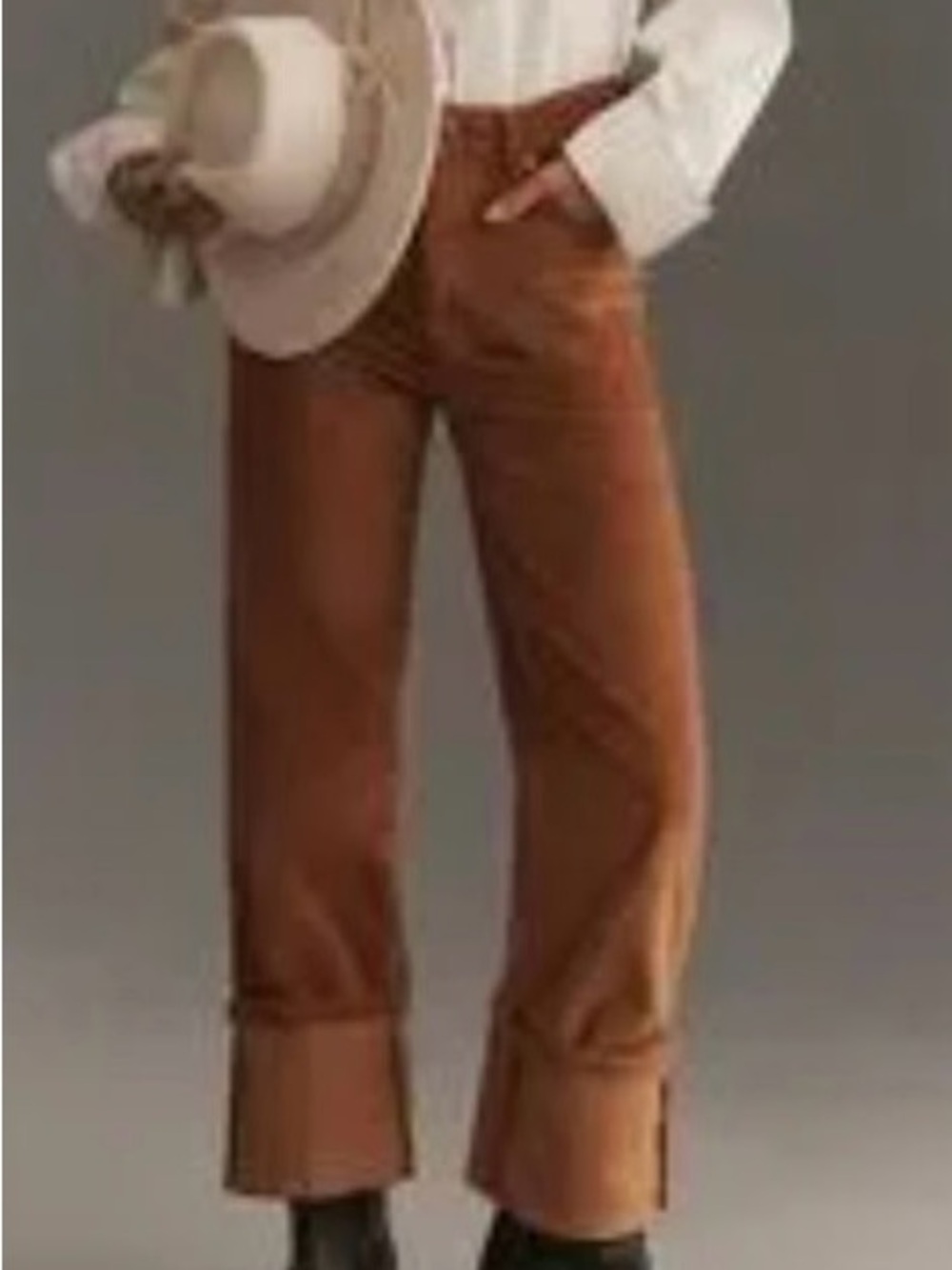 Pilcro Straight-Leg Pants in Cognac Brown